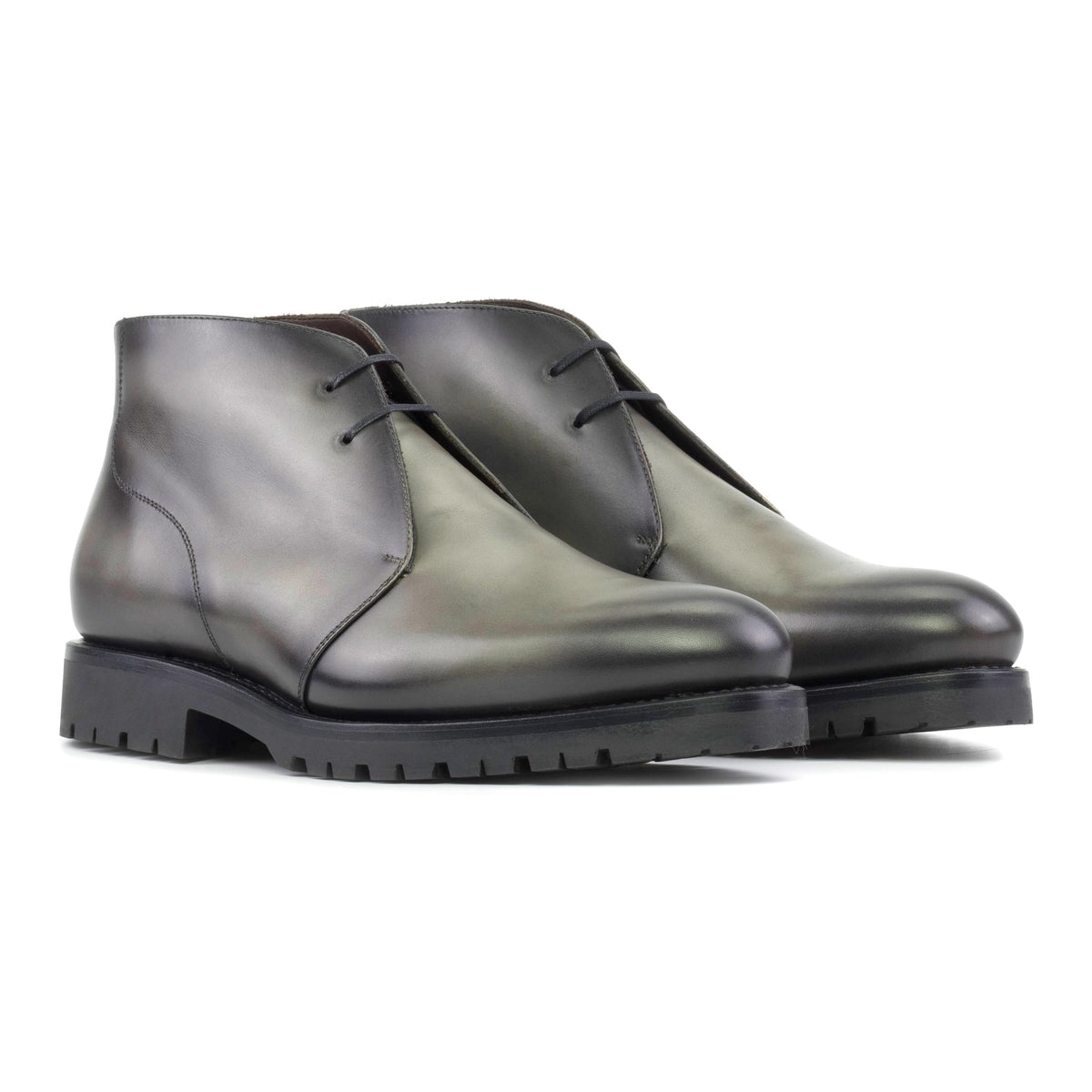 Chukka Boots en cuir gris - Semelles Commando – vue 1