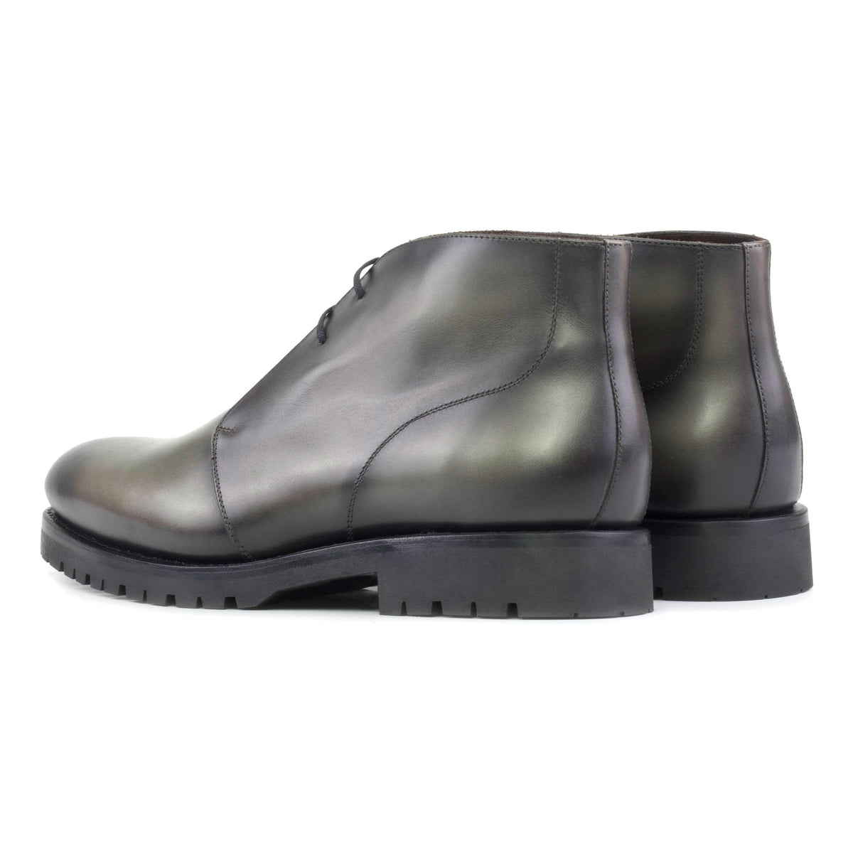 Chukka Boots en cuir gris - Semelles Commando – vue 3
