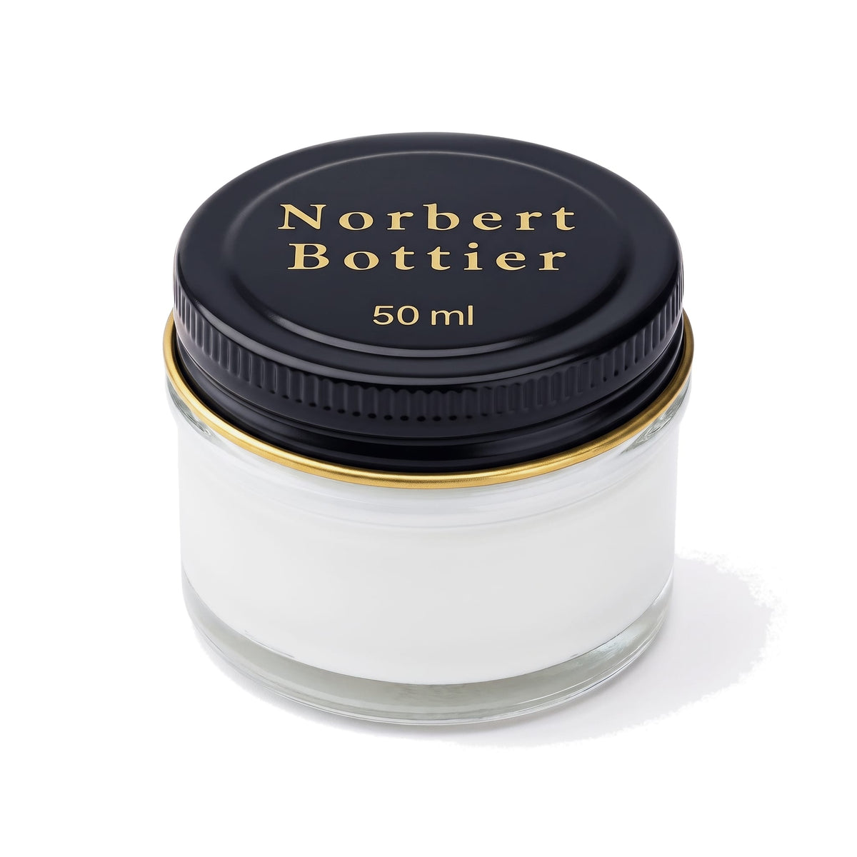 Cirage blanc : crème de cirage teintante pour cuir lisse Norbert Bottier, pot en verre de 50 ml