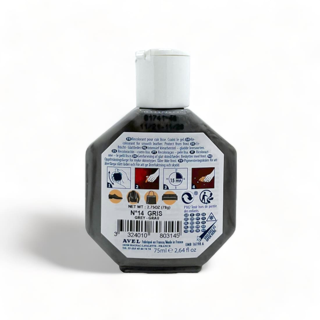 Cirage recolorant Juvacuir Gris - Saphir - 75 ml -