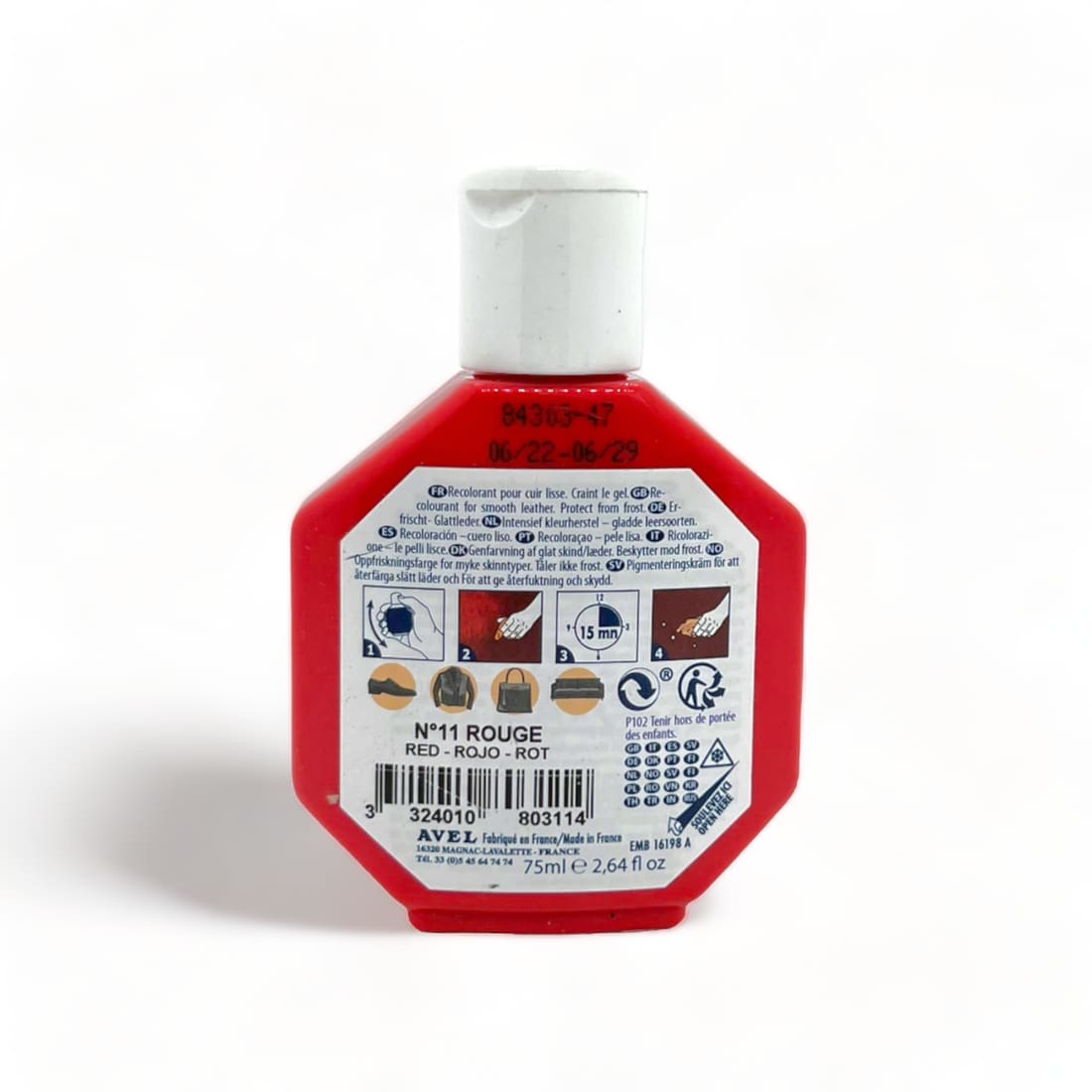 Cirage recolorant Juvacuir Rouge - Saphir - 75 ml -