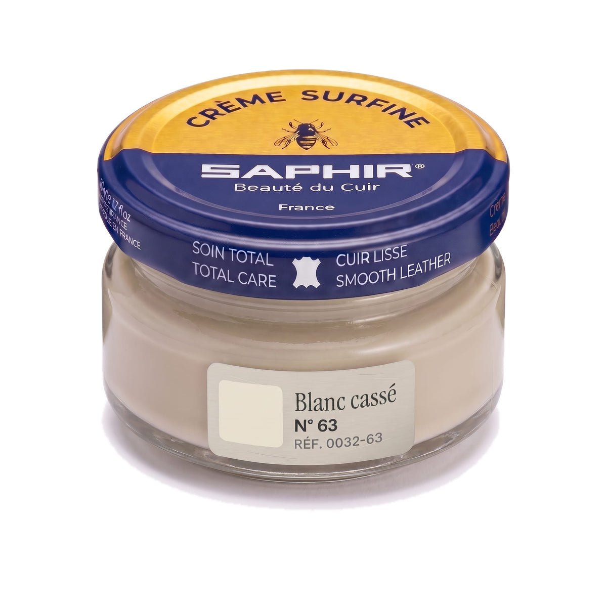 Crème Surfine Saphir Blanc cassé, pot en verre de 50 ml