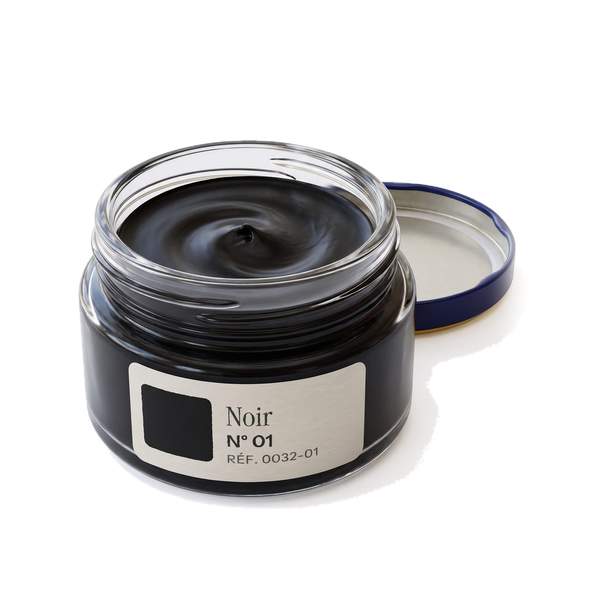 Crème Surfine Saphir Noir, pot ouvert, crème visible
