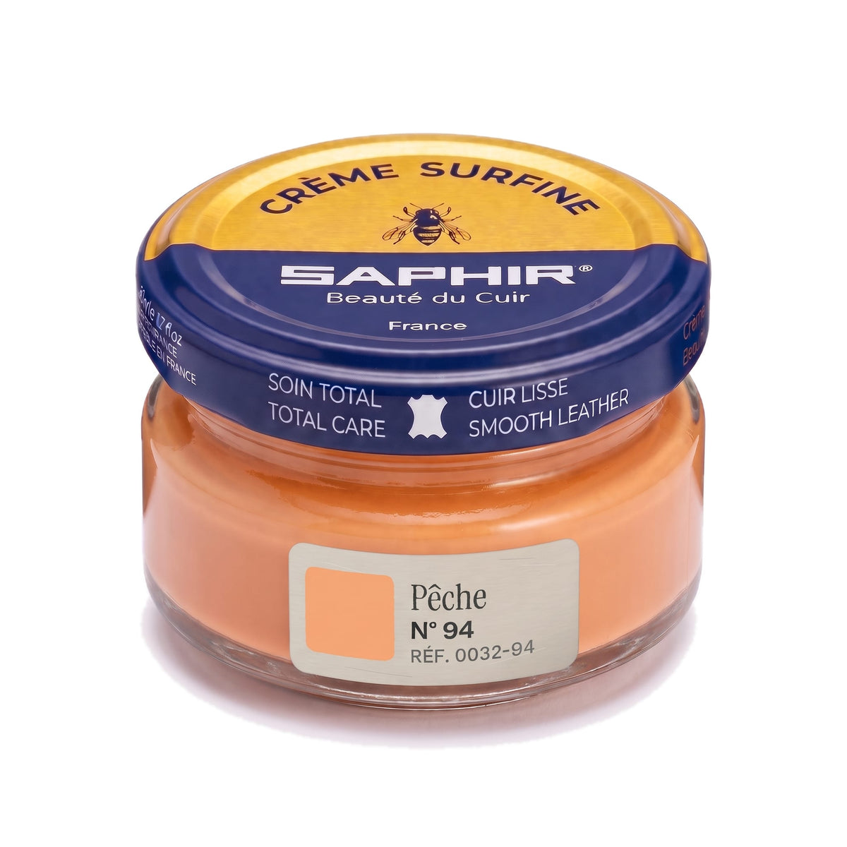 Crème Surfine Saphir Pêche, pot en verre de 50 ml