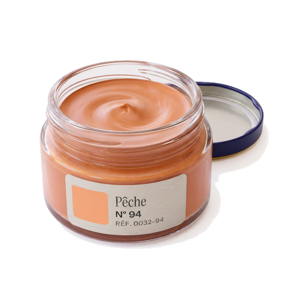 Crème Surfine Saphir Pêche, pot ouvert, crème visible