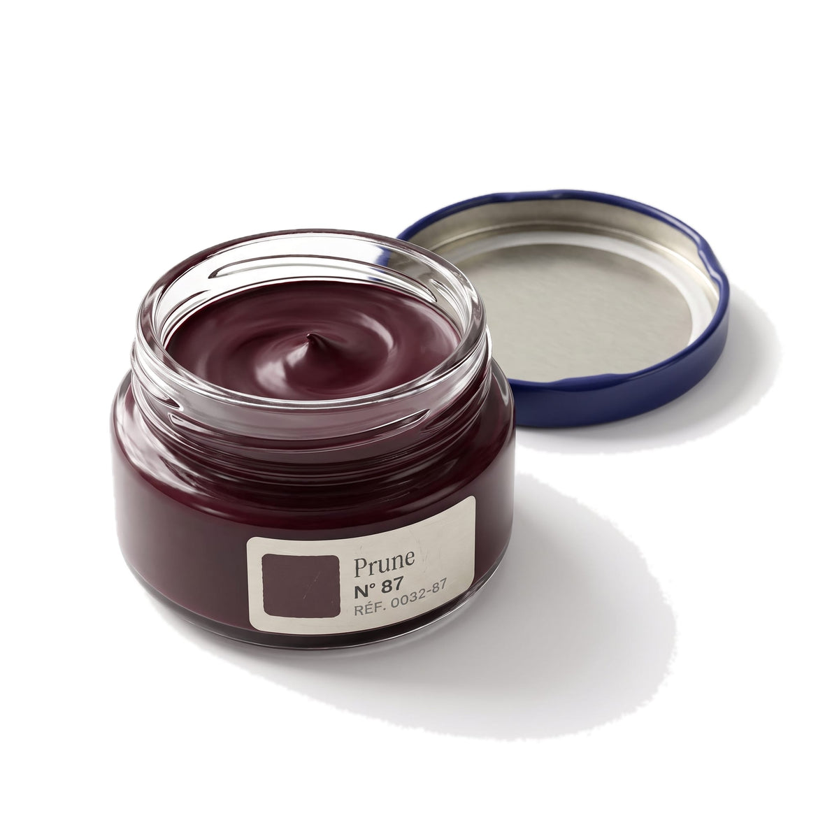 Crème Surfine Saphir Prune, pot ouvert, crème visible