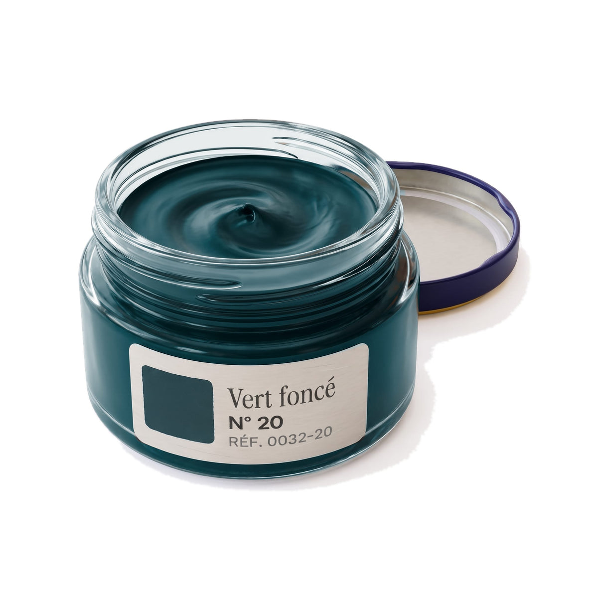 Crème Surfine Saphir Vert foncé, pot ouvert, crème visible