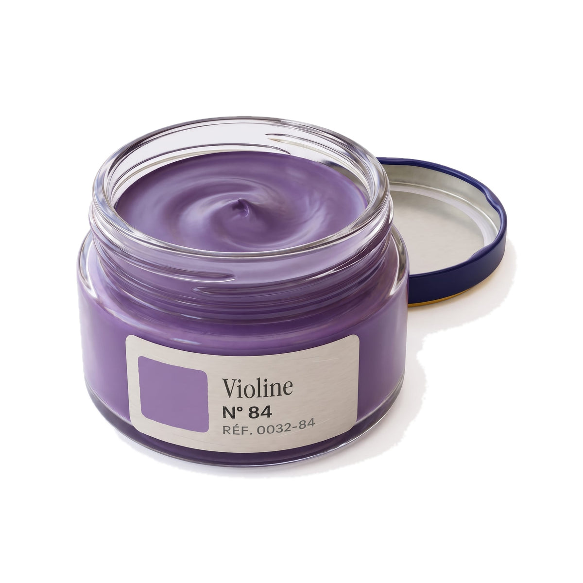 Crème Surfine Saphir Violine, pot ouvert, crème visible