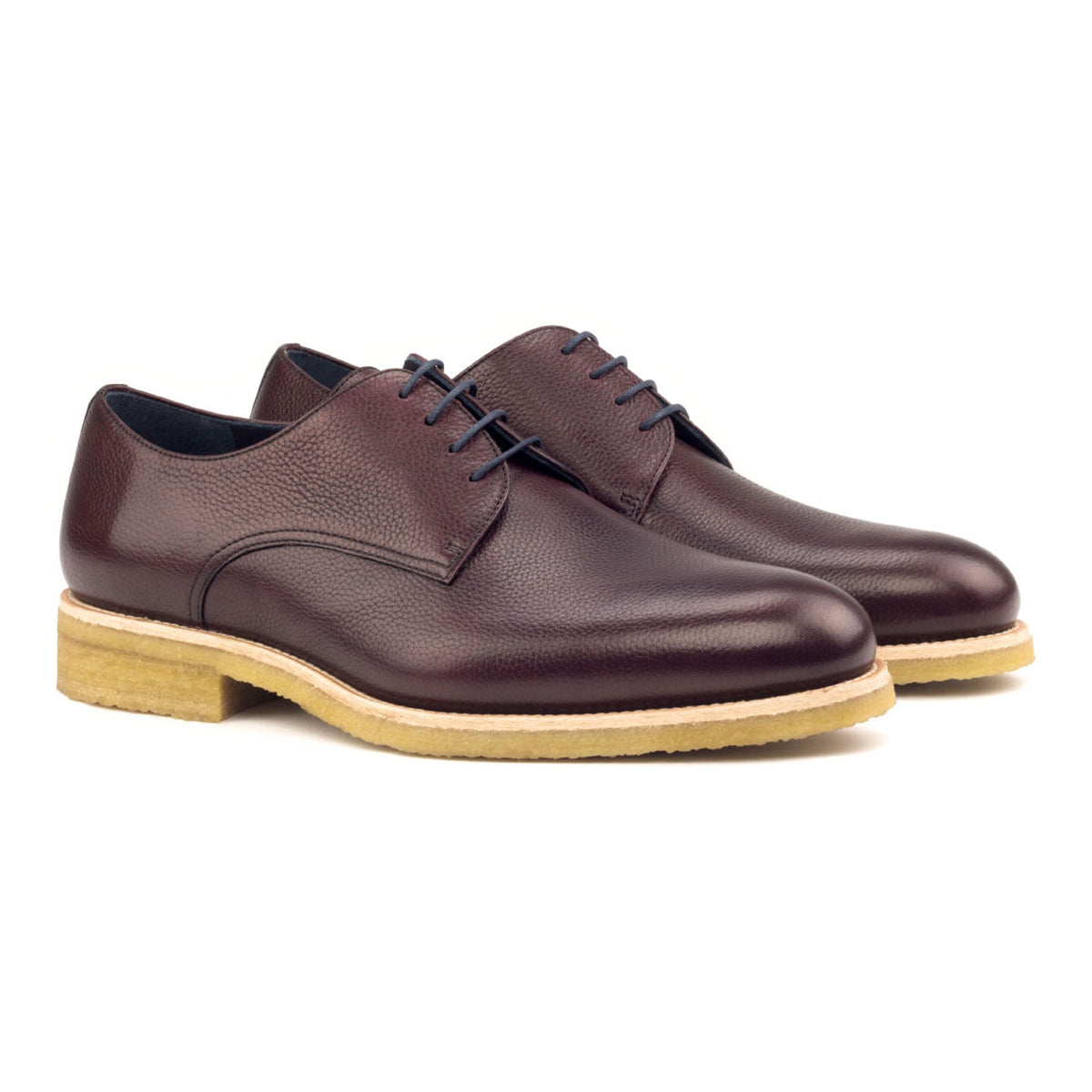 Derby Blucher en cuir grainé bordeaux - Semelles Crêpe – vue 1