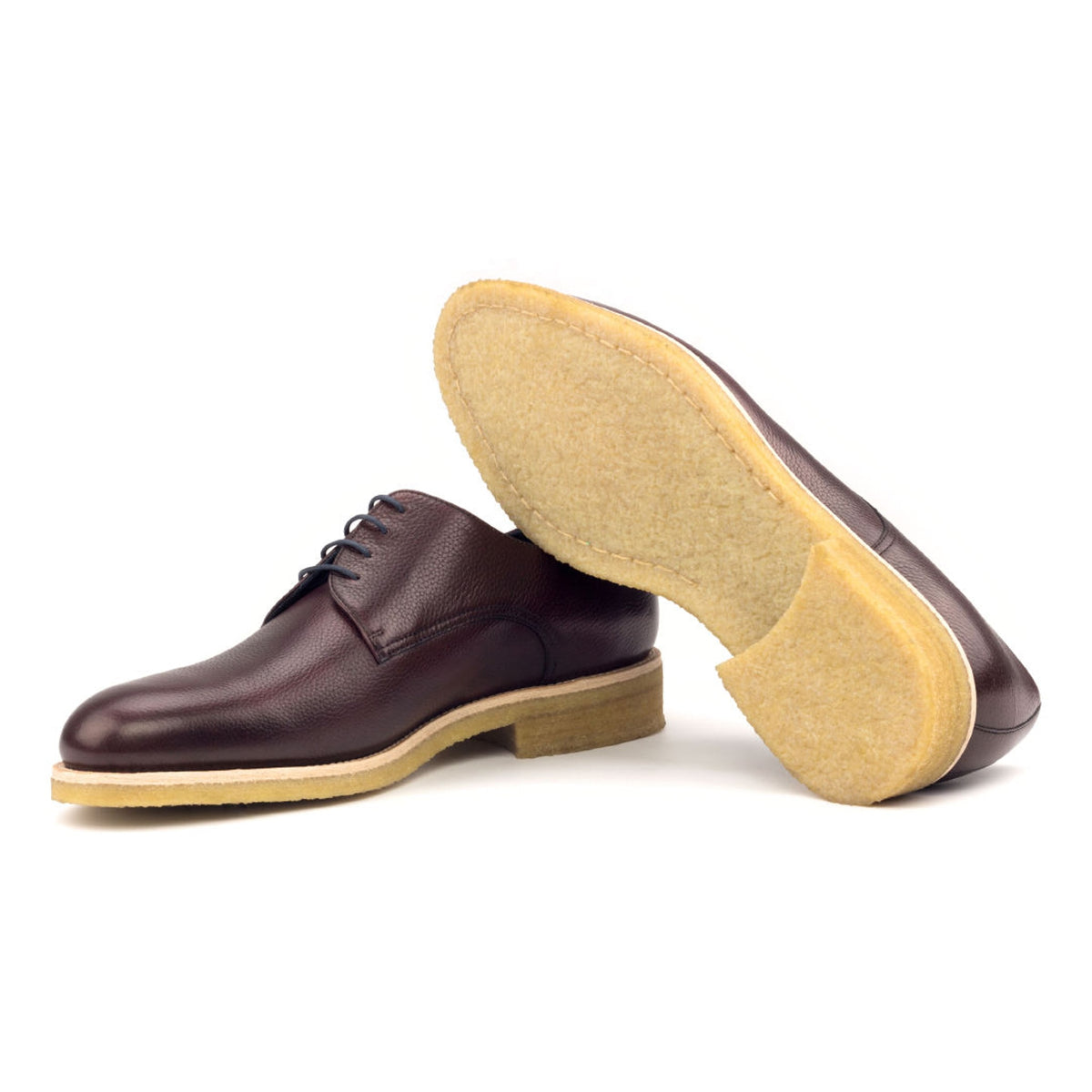 Derby Blucher en cuir grainé bordeaux - Semelles Crêpe – vue 2
