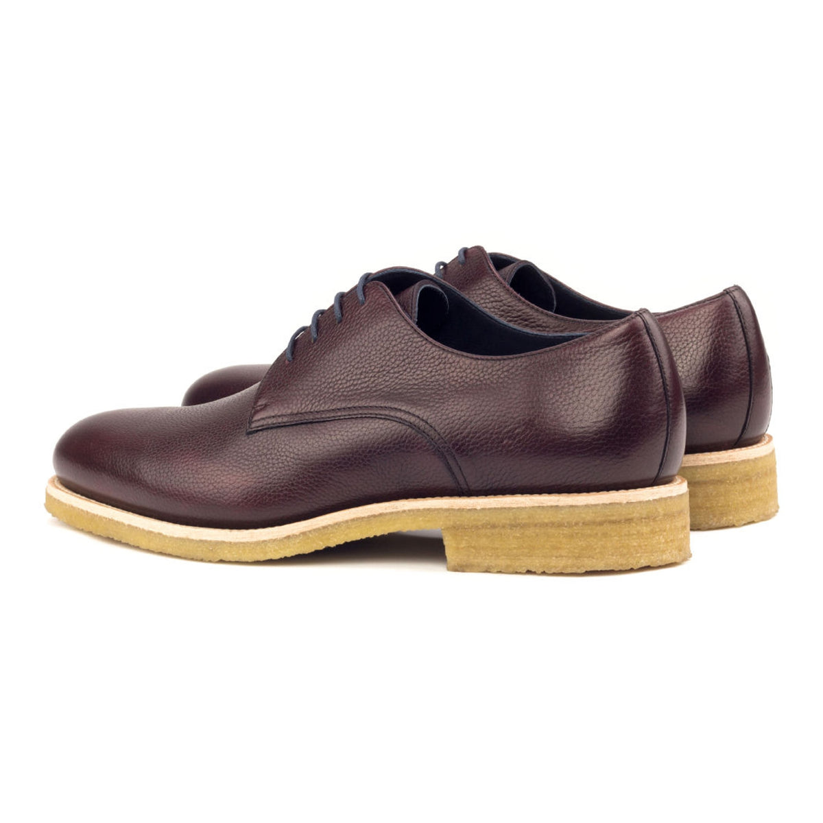 Derby Blucher en cuir grainé bordeaux - Semelles Crêpe – vue 3