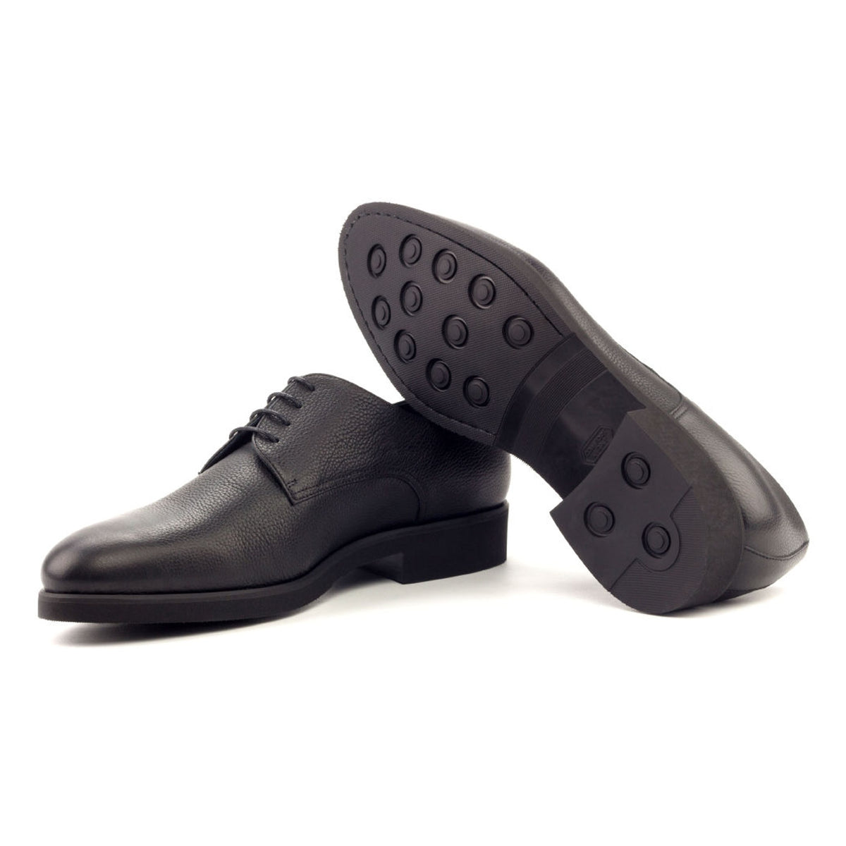 Derby Blucher en cuir grainé noir - Semelles Caoutchouc Xtralight – vue 2