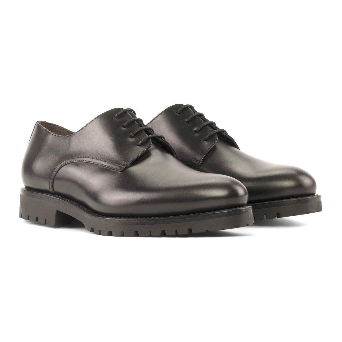 Derby Blucher en cuir marron foncé - Semelles Commando – vue 1