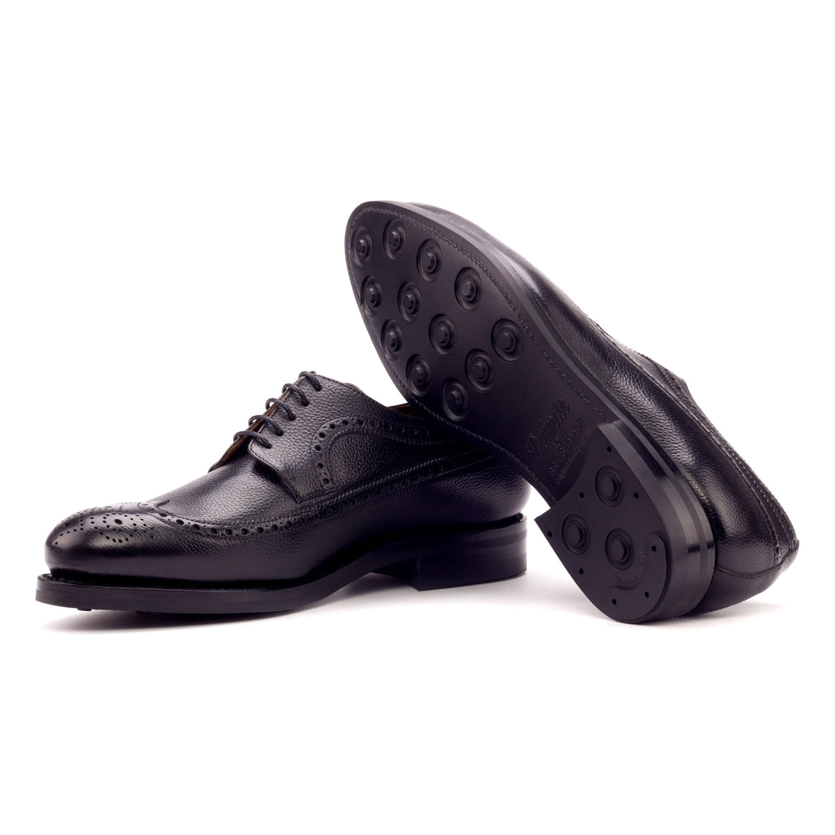 Derby Brogue fleuri en cuir grainé noir - Semelles Dainite® – vue 2