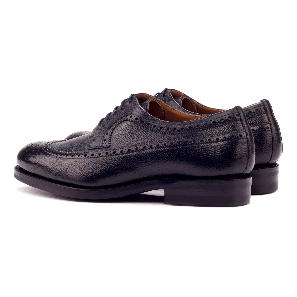 Derby Brogue fleuri en cuir grainé noir - Semelles Dainite – vue 3