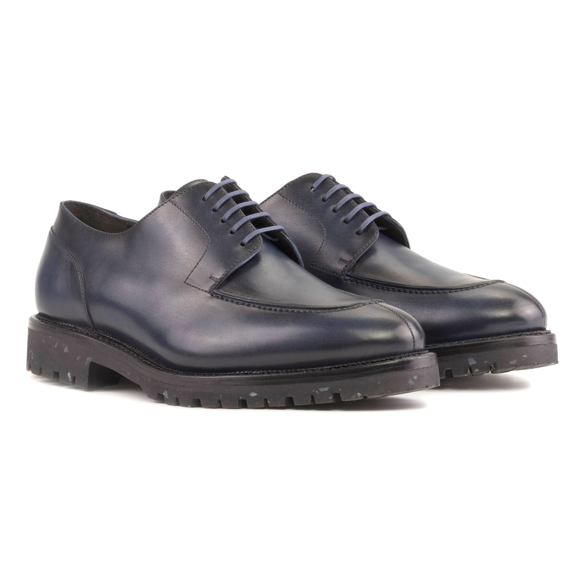 Derby Chasse en cuir bleu marine - Semelles Commando recyclées Vibram® – vue 1