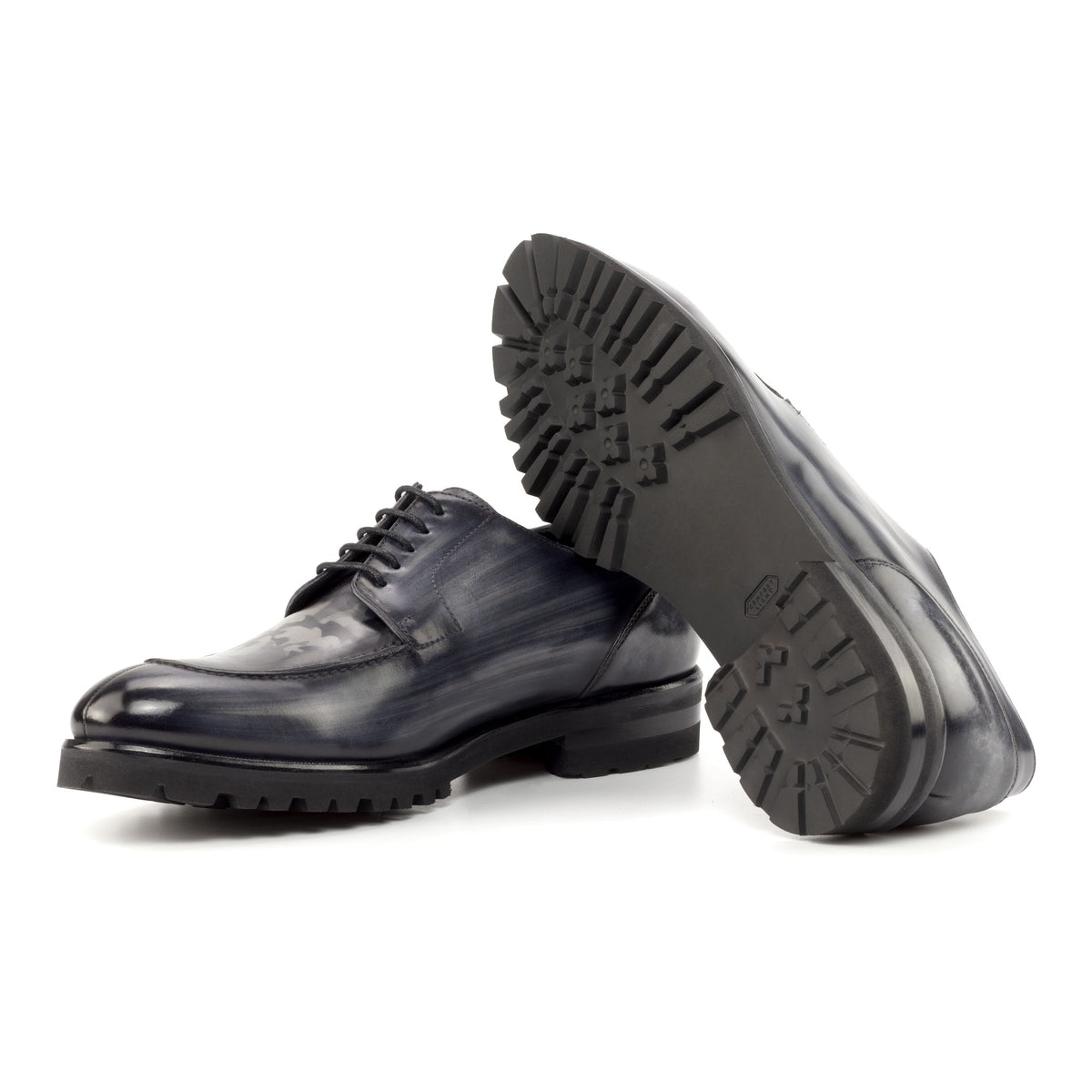Derby Chasse en cuir patiné gris - Semelles Commando – vue 2