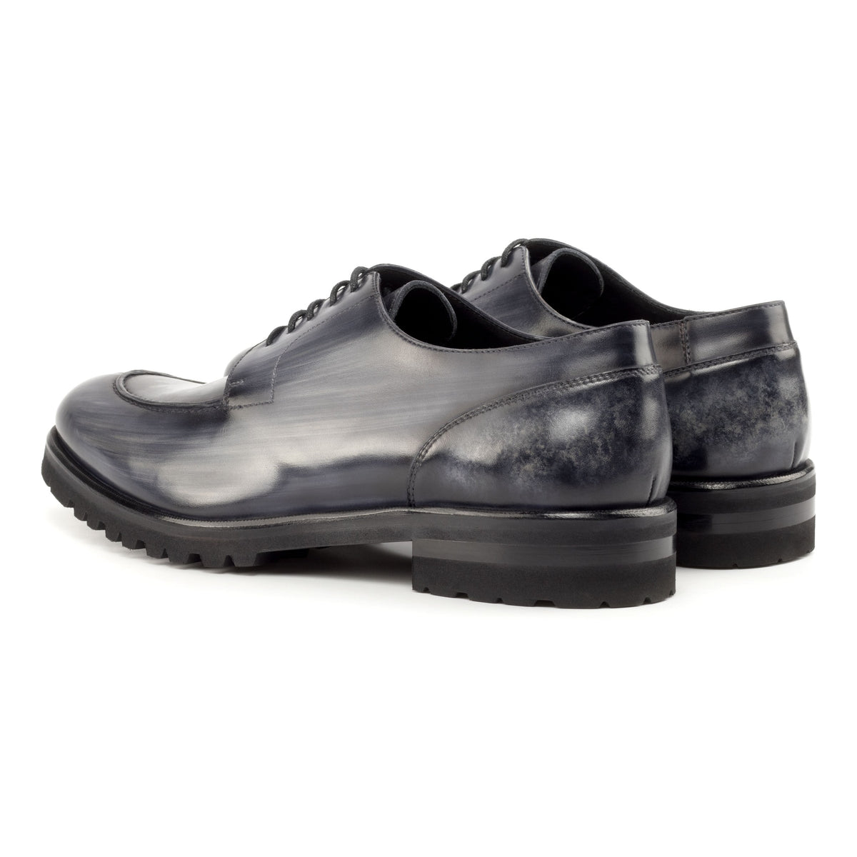 Derby Chasse en cuir patiné gris - Semelles Commando – vue 3