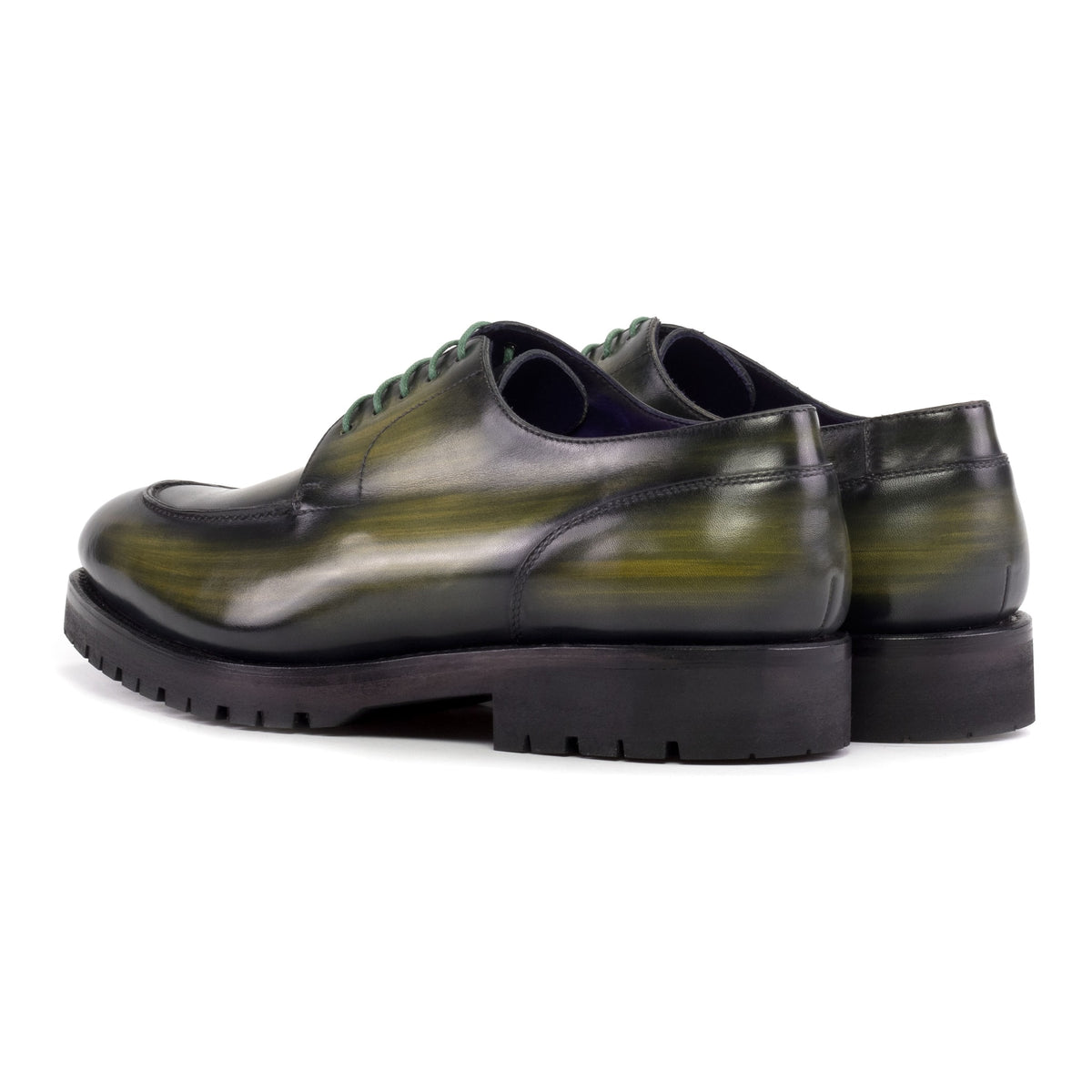 Derby Chasse en cuir patiné vert - Semelles Commando – vue 2