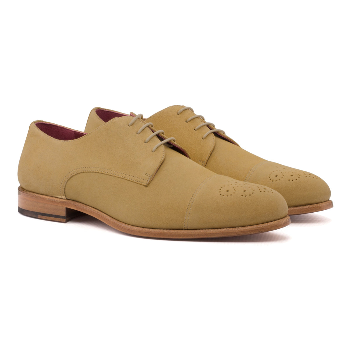 Derby bout droit fleuri en daim camel – vue 1