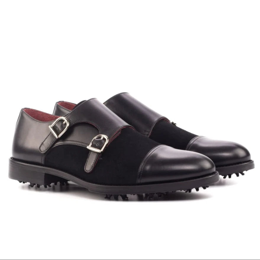 Derby double boucles de golf en cuir et daim - Chaussures