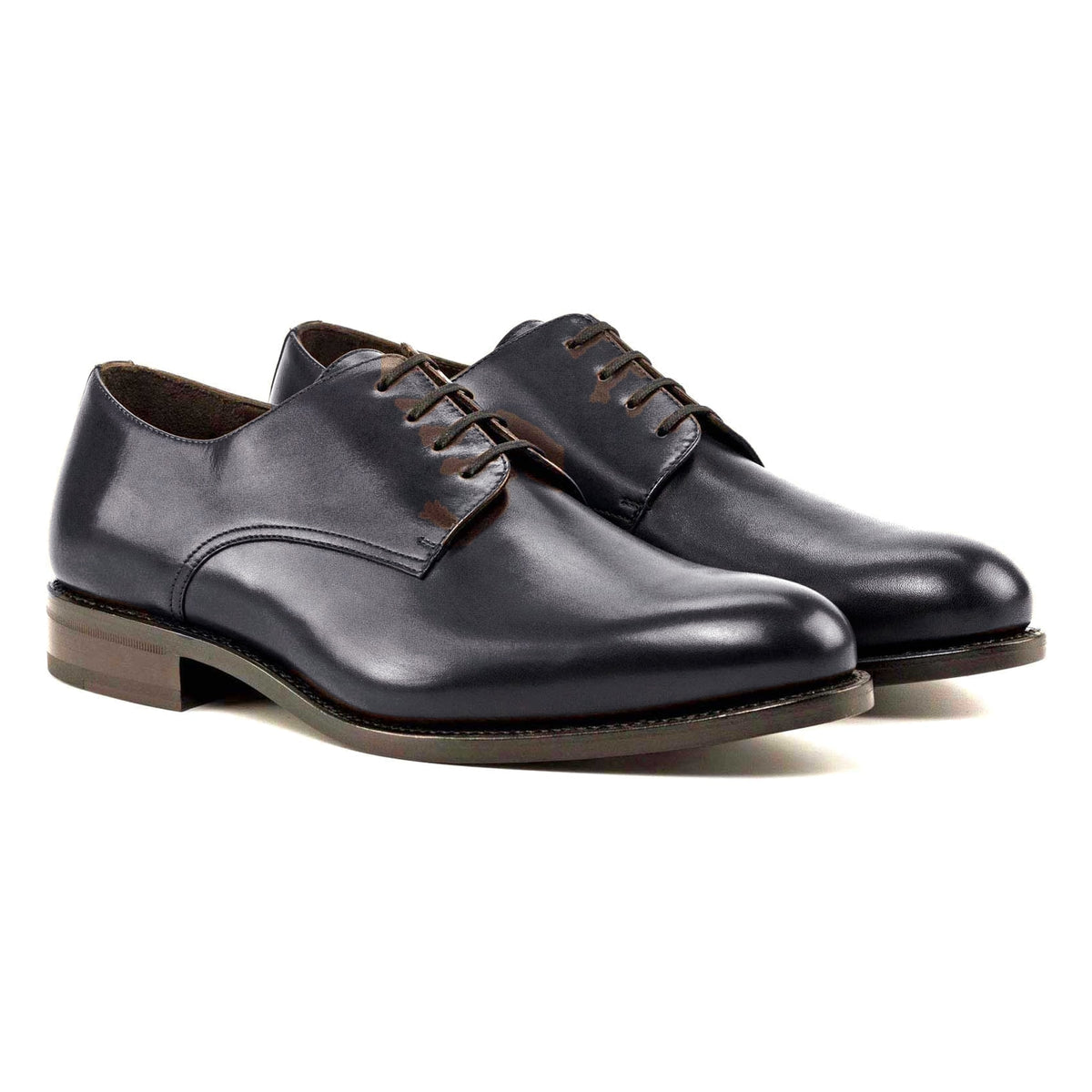 Derby en cuir bleu marine – vue 1
