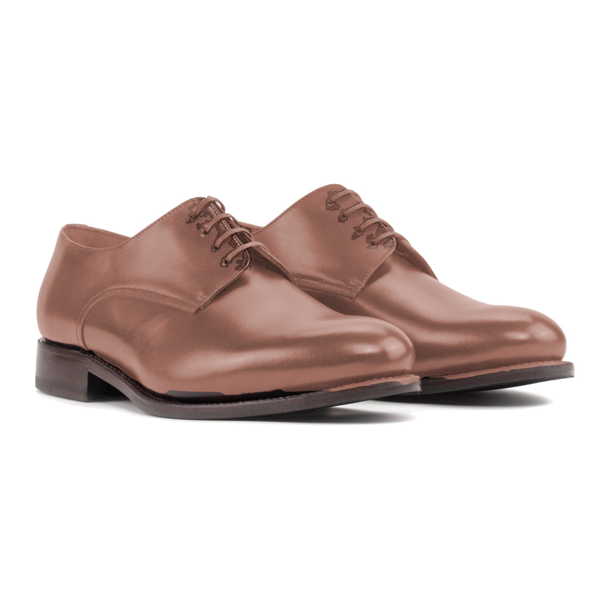 Derby en cuir teinté main marron moyen – vue 1