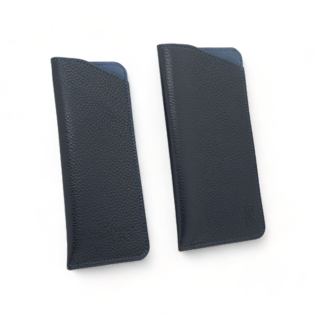 Étui à lunettes en cuir grainé Bleu Marine - Accessoires