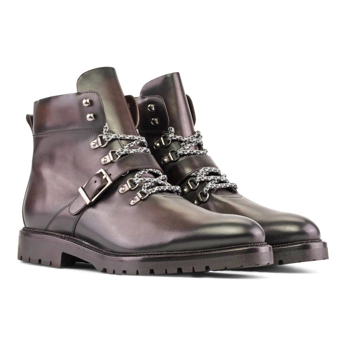 Hiking Boots en cuir marron foncé - Semelles Commando – vue 1