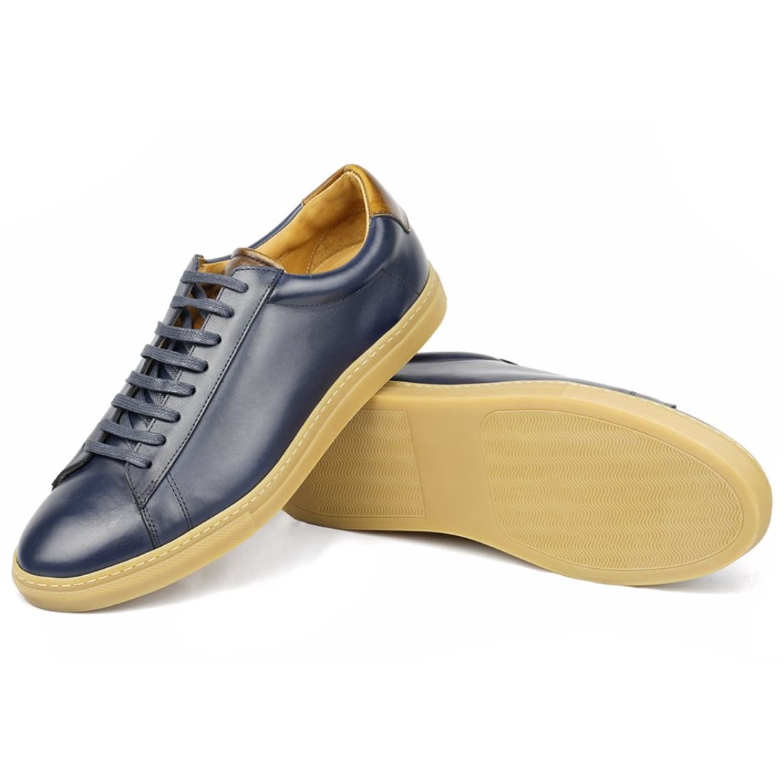 Sneaker Cuir Bleu Patiné-Chaussures-Norbert Bottier