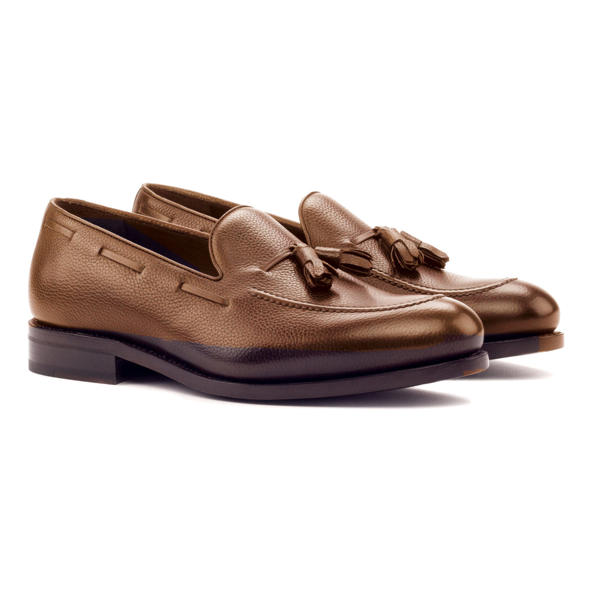 Mocassin à glands en cuir grainé marron moyen – vue 1