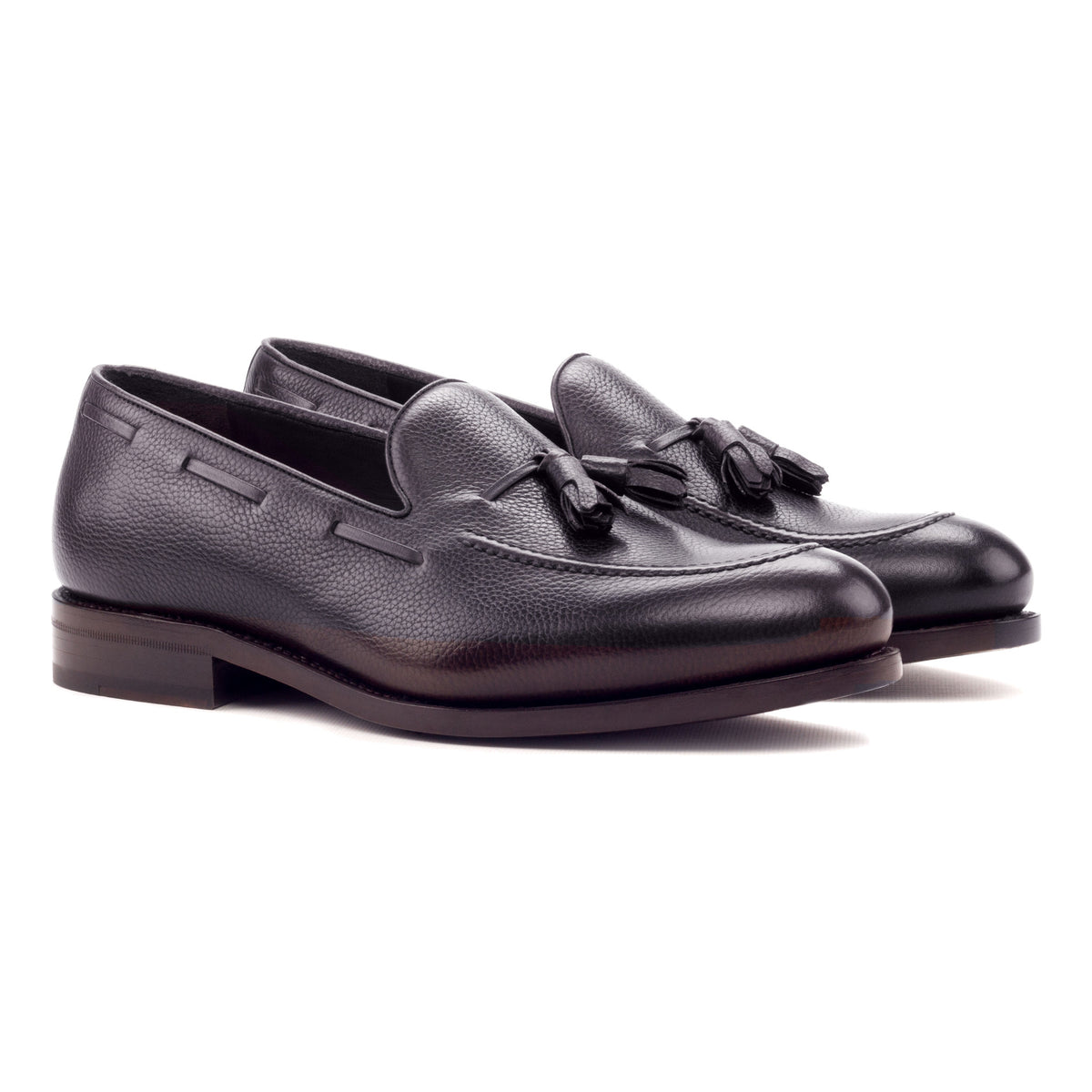 Mocassin à glands en cuir grainé noir – vue 1