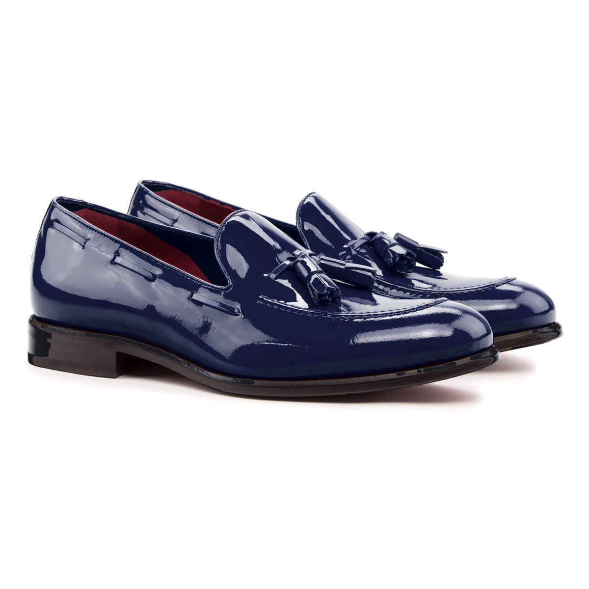 Mocassin à glands en cuir vernis bleu marine – vue 1