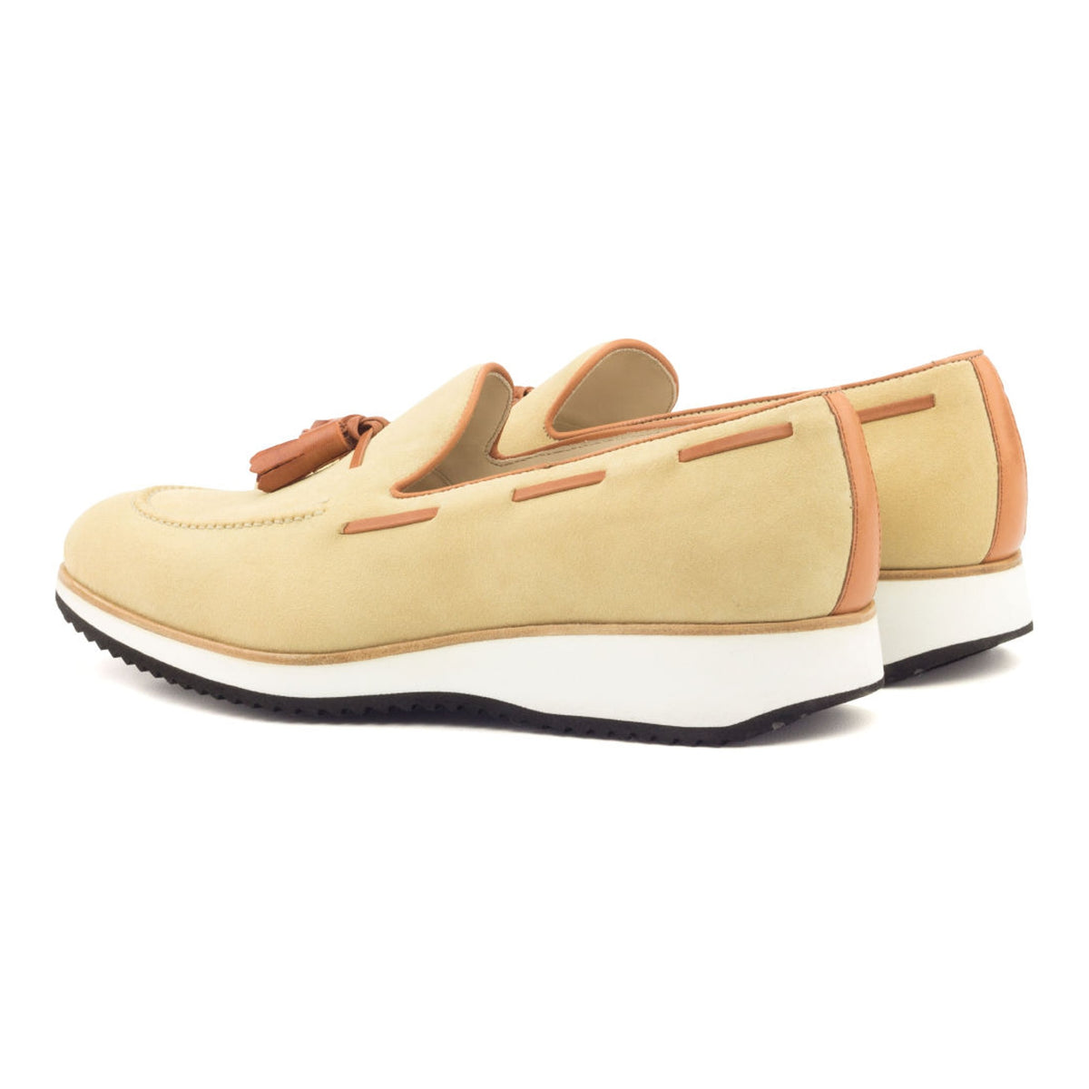 Mocassin à glands en daim beige - Semelles Sport – vue 3