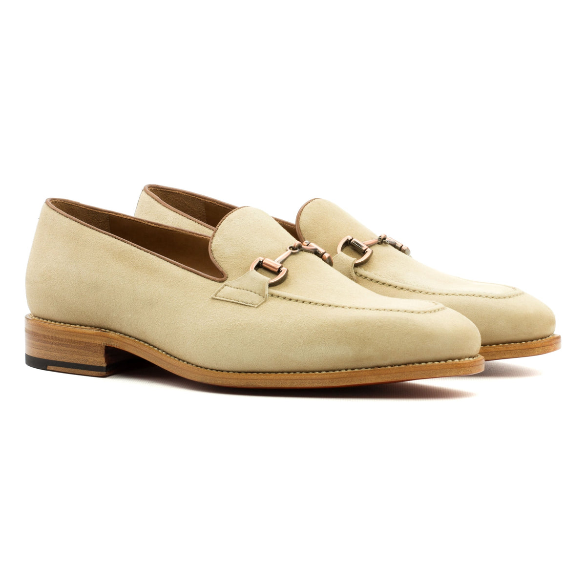 Mocassin à mors en daim beige – vue 1