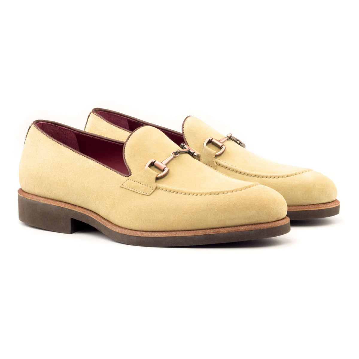Mocassin à mors en daim beige - Semelles Caoutchouc – vue 1