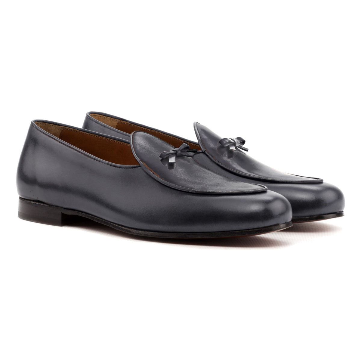Mocassin belge en cuir bleu marine – vue 1