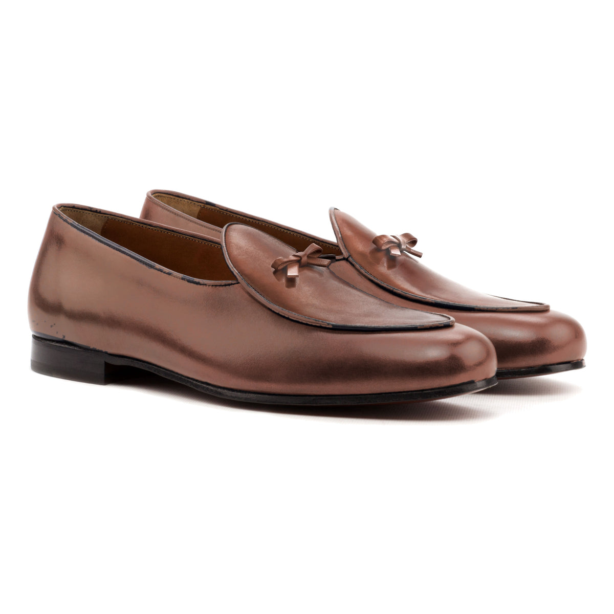 Mocassin belge en cuir teinté main marron moyen – vue 1