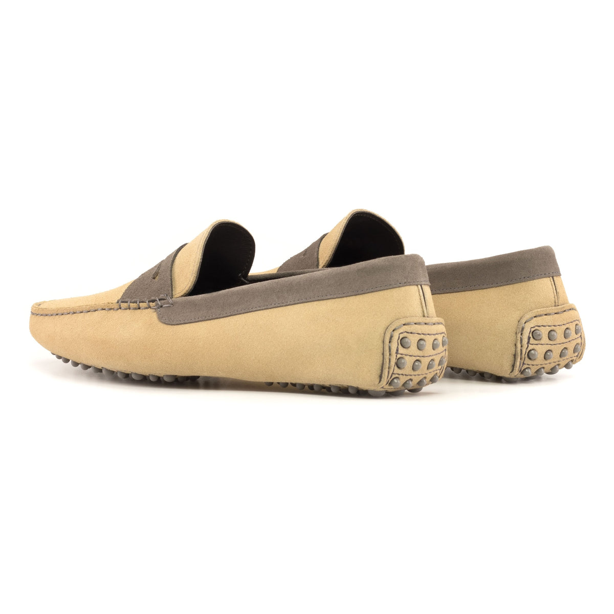 Mocassin Driver en daim beige et marron – vue 3