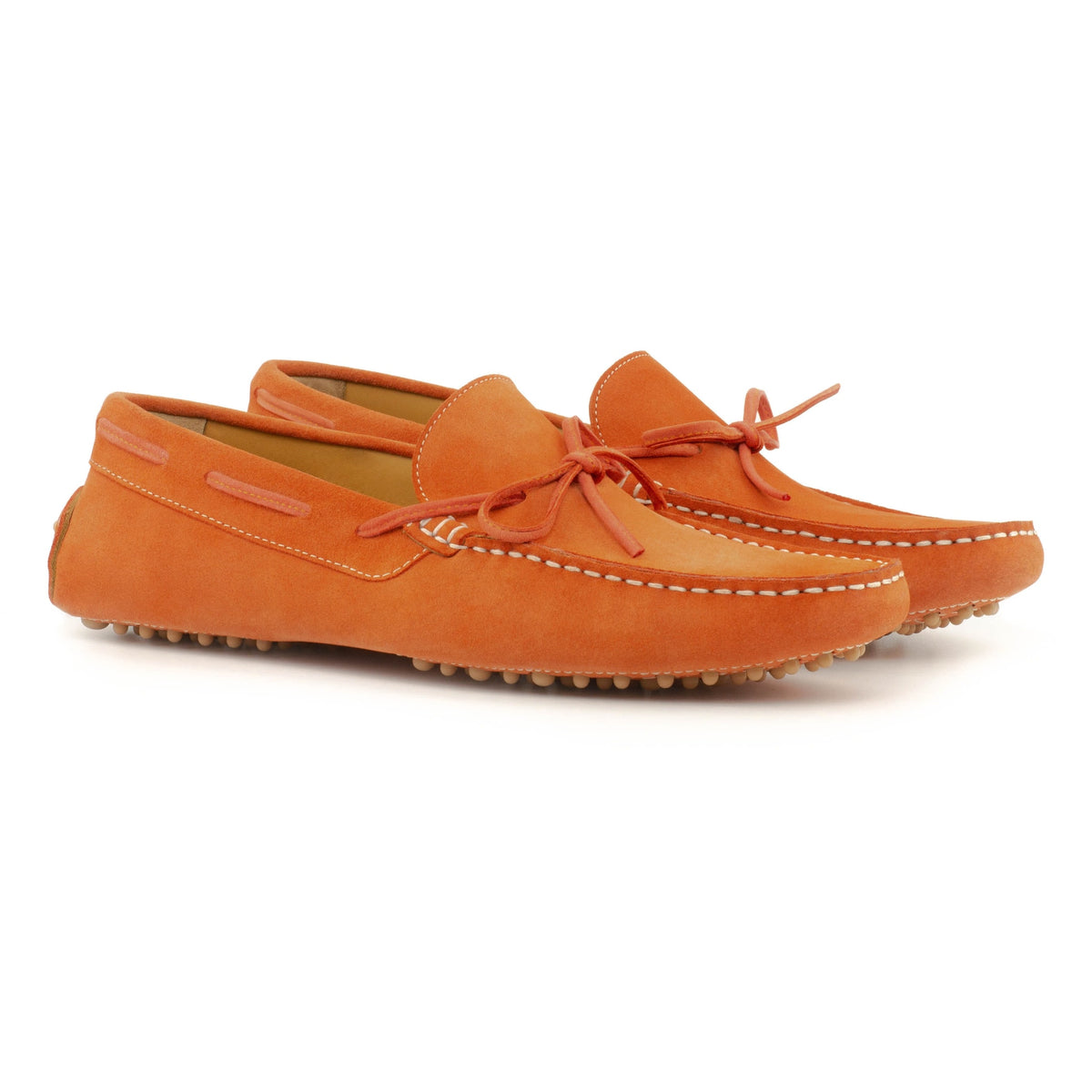 Mocassin Driver en daim orange – vue 1