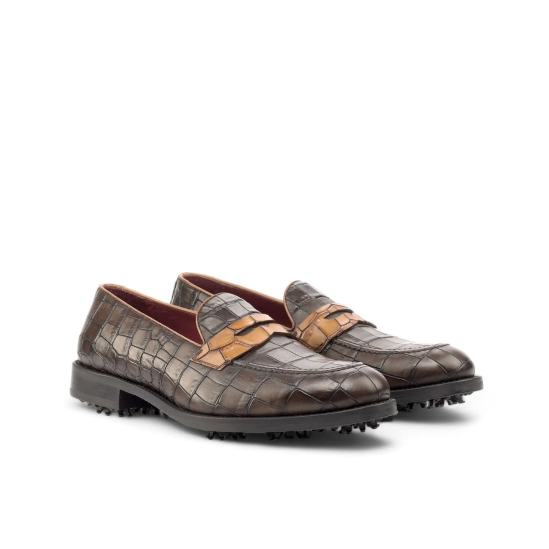 Mocassins de golf en cuir croco - Chaussures