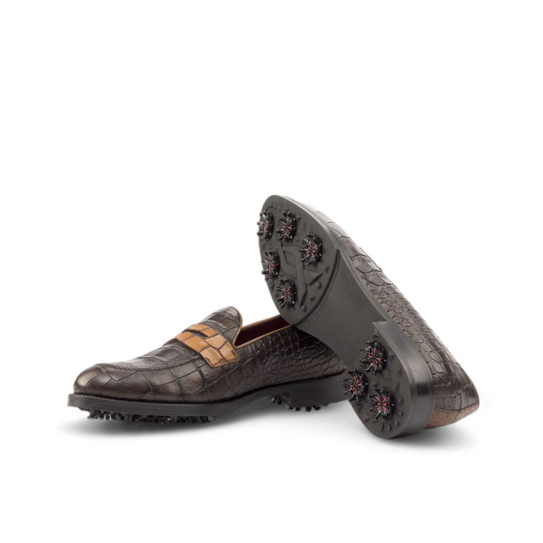 Mocassins de golf en cuir croco - Chaussures