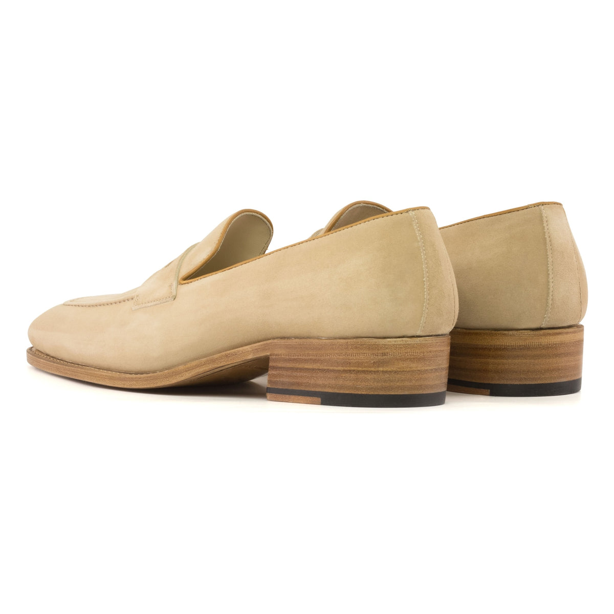 Mocassins Penny à bandeau en daim beige – vue 3