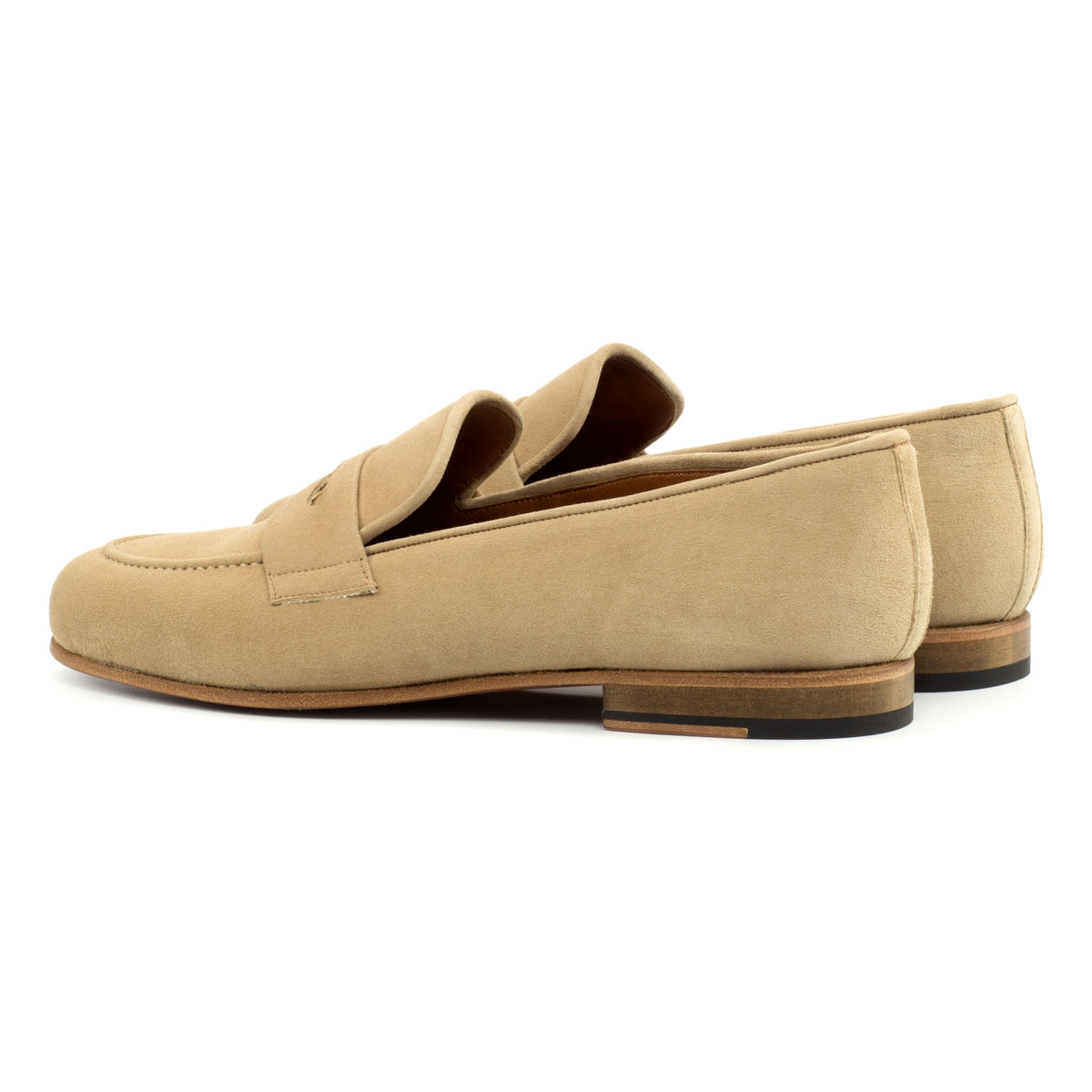 Mocassins Penny à bandeau été en daim beige – vue 3