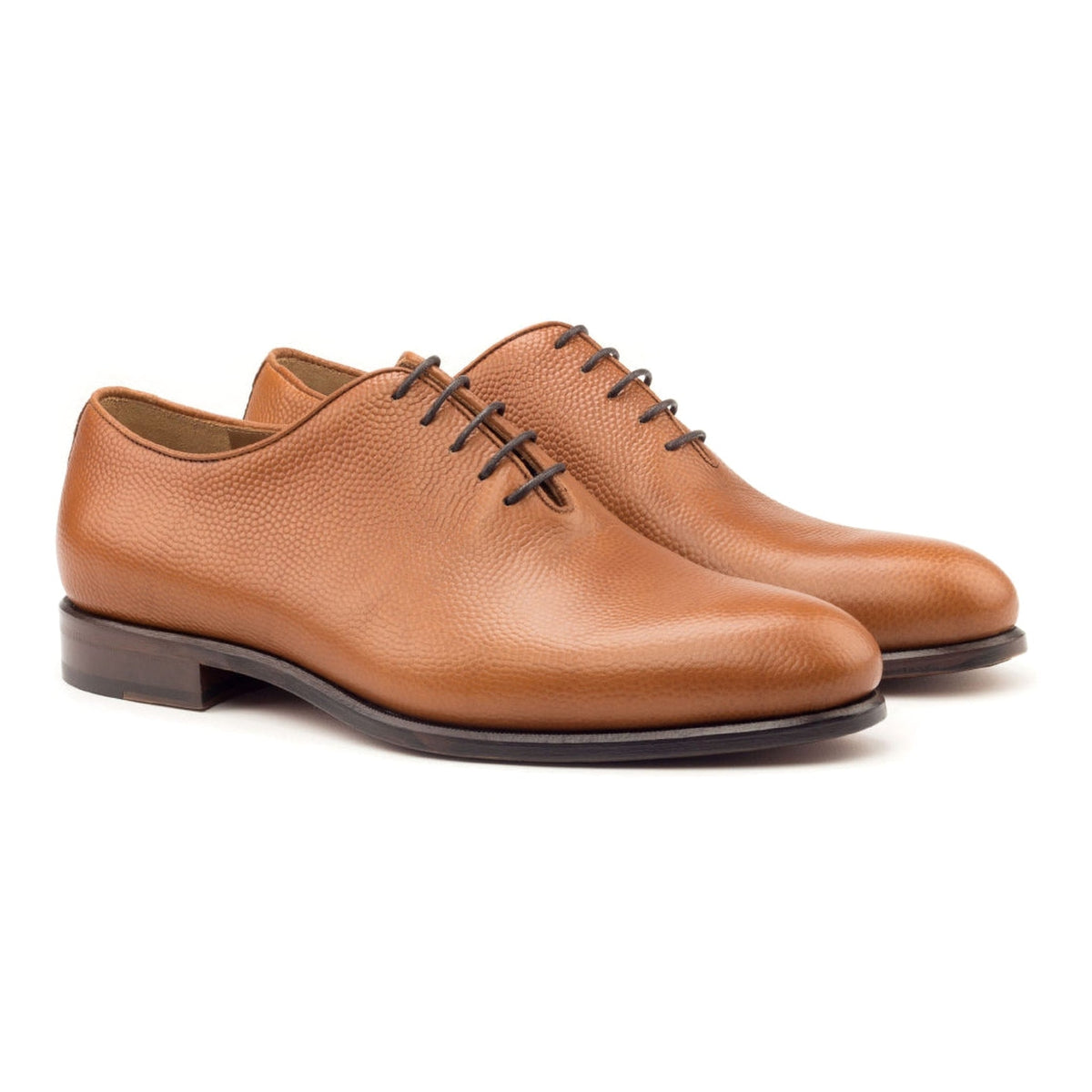 Richelieu One Cut en cuir gros grain cognac – vue 1