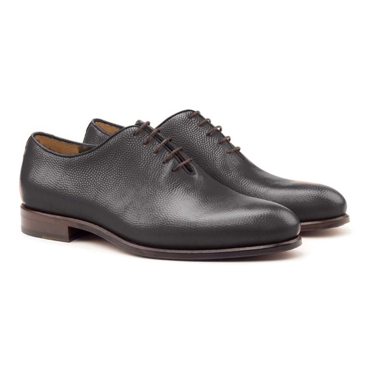 Richelieu One Cut en cuir gros grain noir – vue 1
