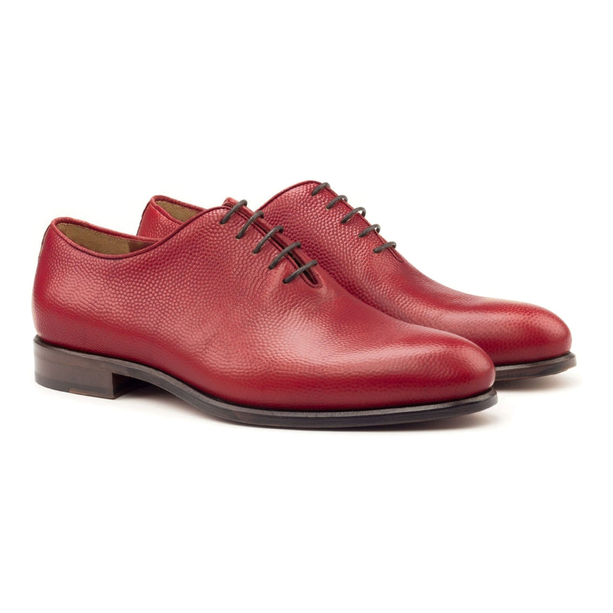 Richelieu One Cut en cuir gros grain rouge – vue 1