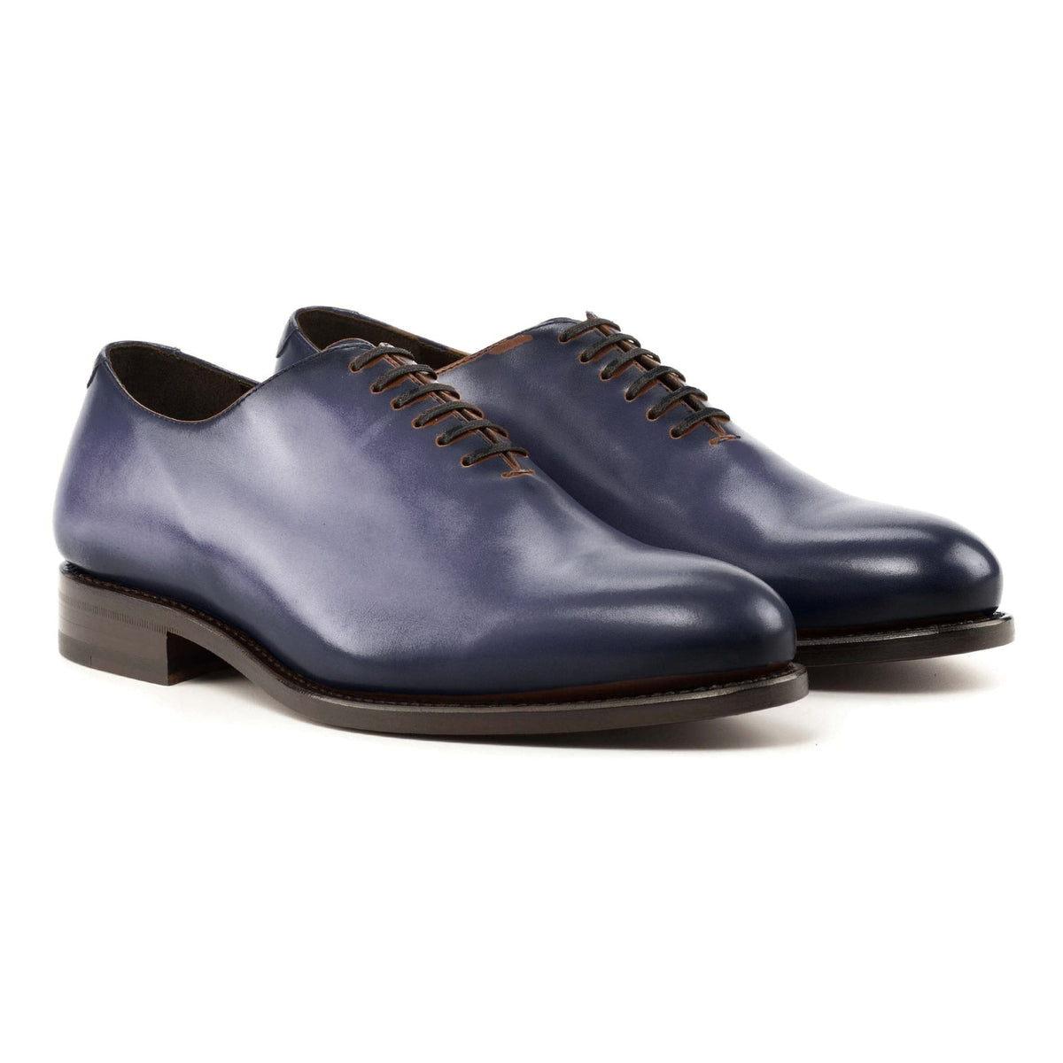 Richelieu One Cut en cuir teinté main bleu pétrole – vue 1