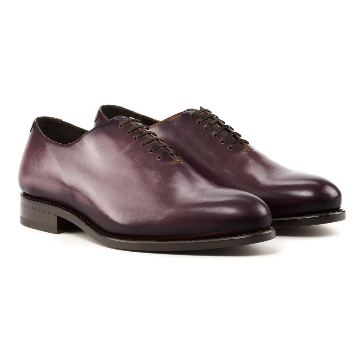 Richelieu One Cut en cuir teinté main bordeaux – vue 1