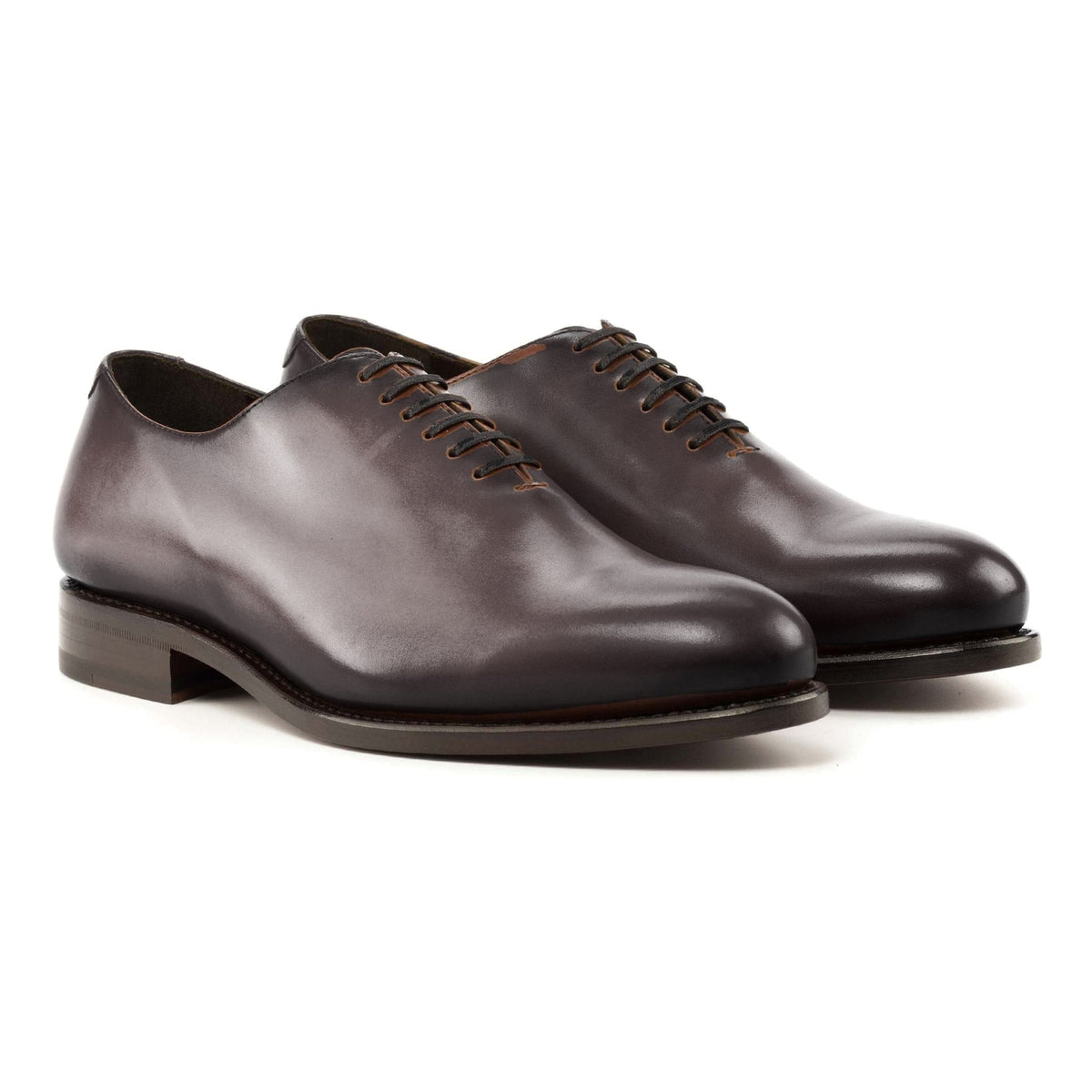 Richelieu One Cut en cuir teinté main marron foncé – vue 1